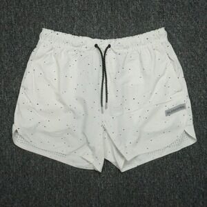 Legends Shorts Men Large White Polka Dot Zip Pocket Lined Training Lightweight